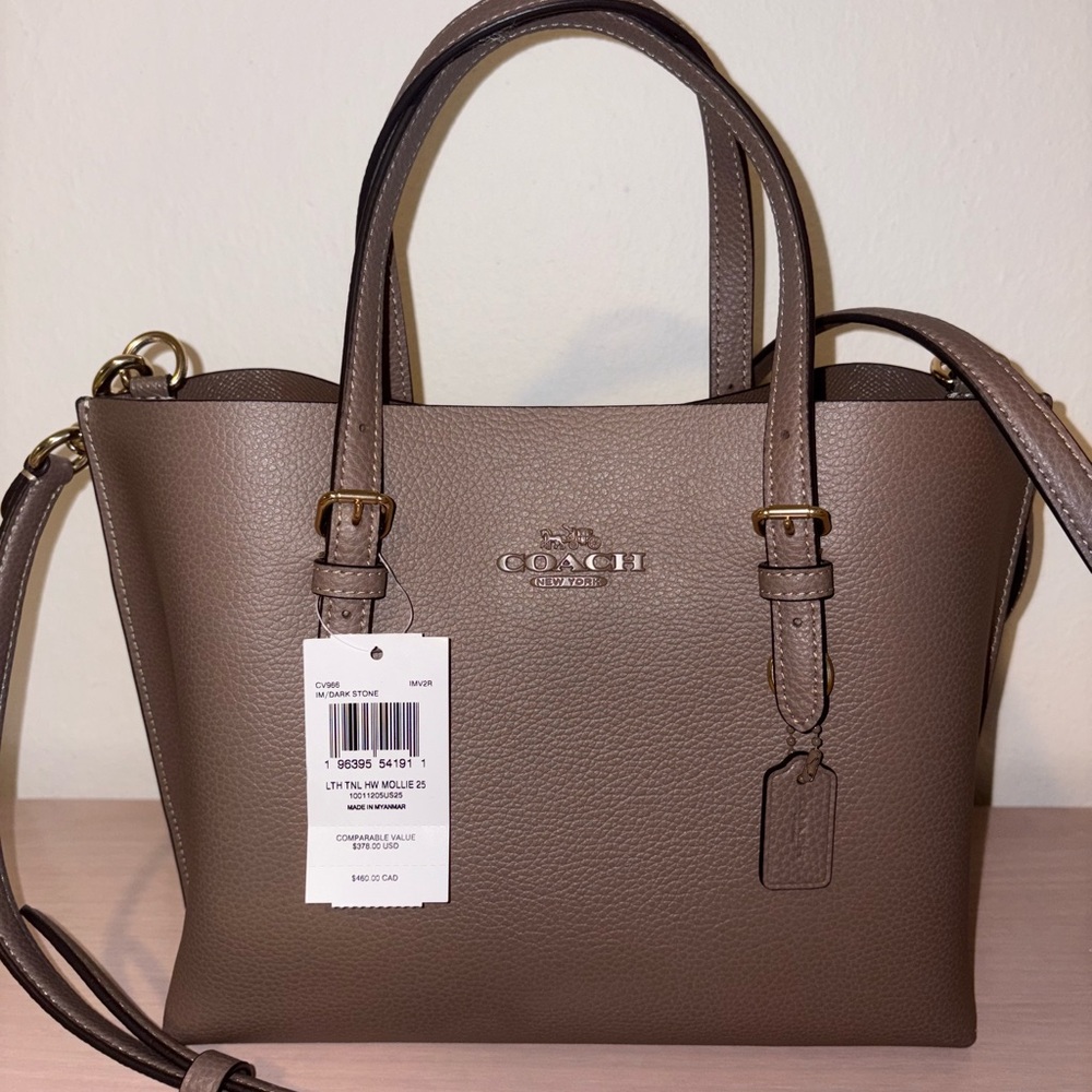 NWT Coach Mollie Tote Bag 25 Dark Stone